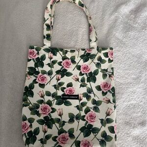 Dolce & Gabbana Rose Print Tote - Pink and Green